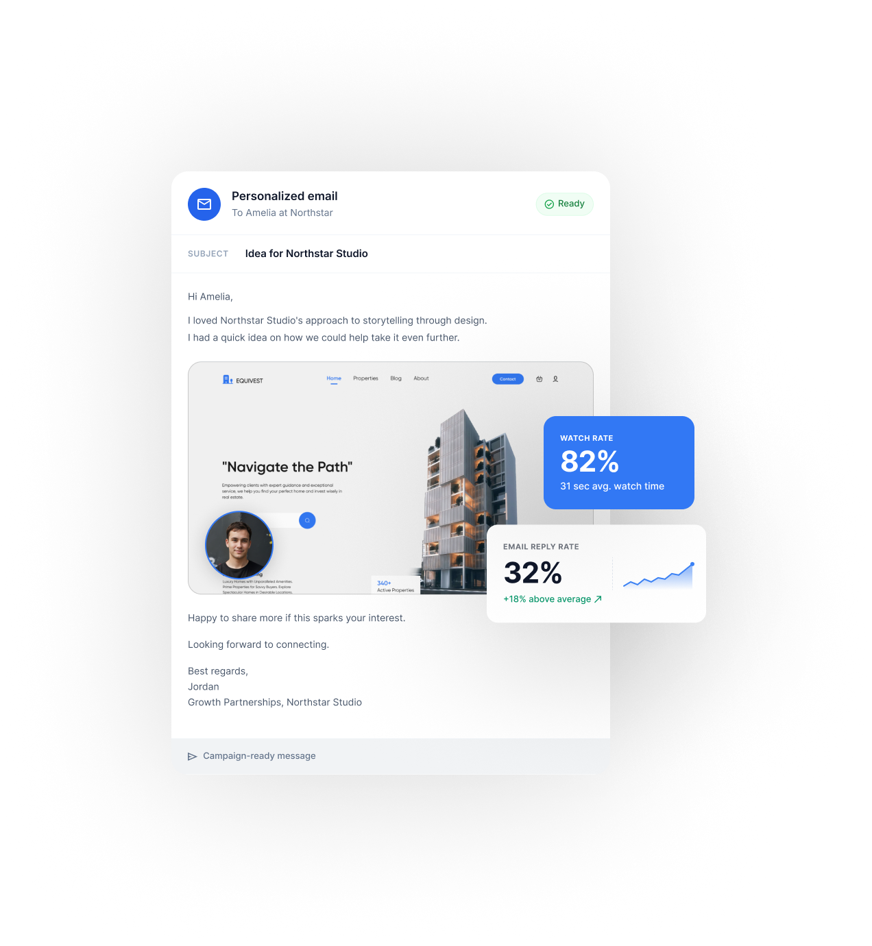 Personalized video outreach preview
